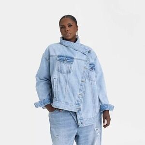 KBB KAHLANA Target Women's Plus 1X Extra Large The Denim Jacket Light Wash Jean